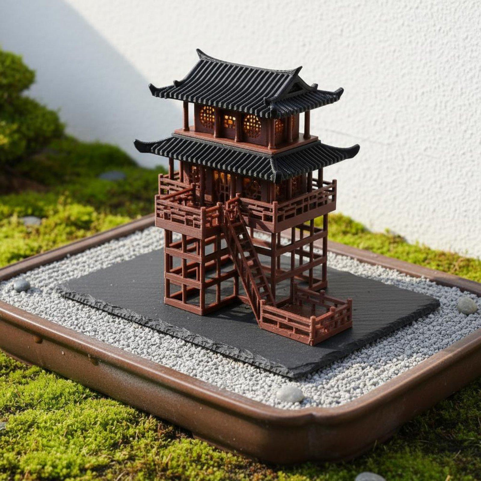 Us Bonsai Garden - ศาลาพลาสติกตั้งโต๊ะทรงเจดีย์ขนาดเล็ก ตกแต่งบ้านสไตล์ญี่ปุ่น สำหรับสวนบอนไซ