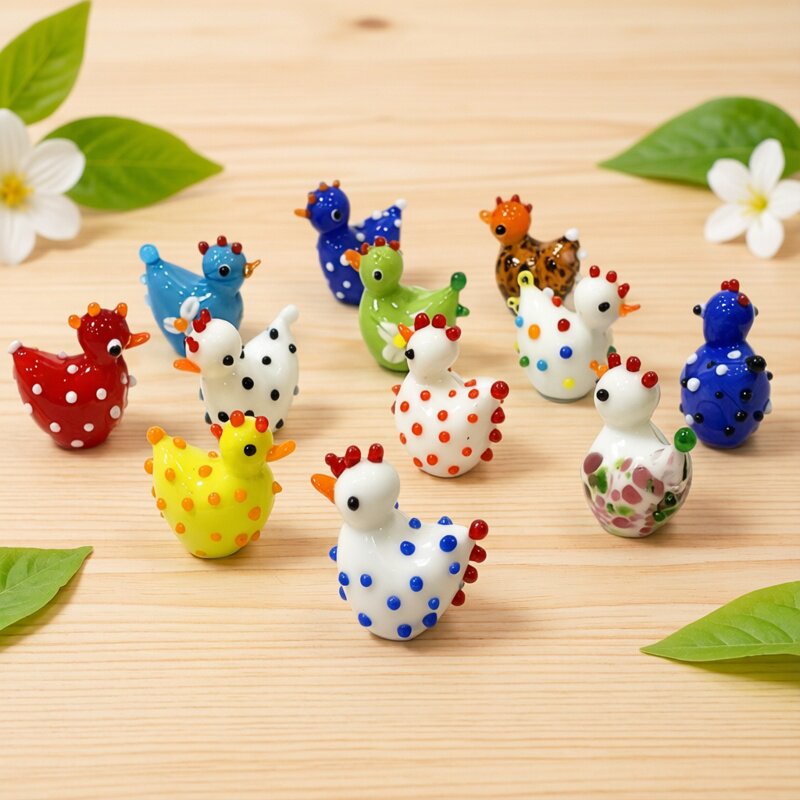 2ชิ้น รูปปั้นไก่แก้วมินิแทน ทำ - Bonsai Garden Japan บทวิจารณ์และราคา